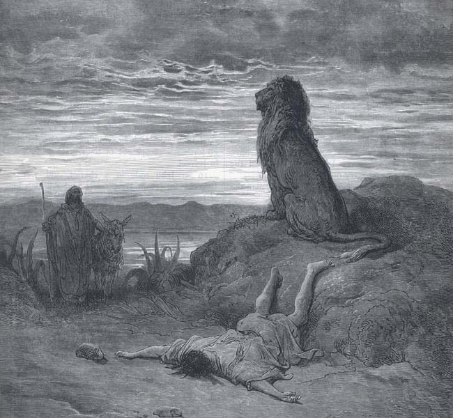 1 Kings Images - The Disobedient Prophet Slain by a Lion