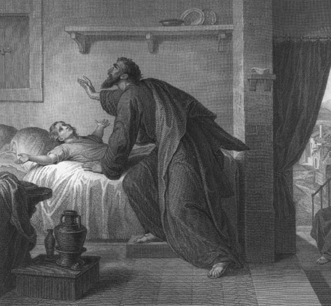 1 Kings Images - Elijah Raiseth the Widow's Son (engraving)