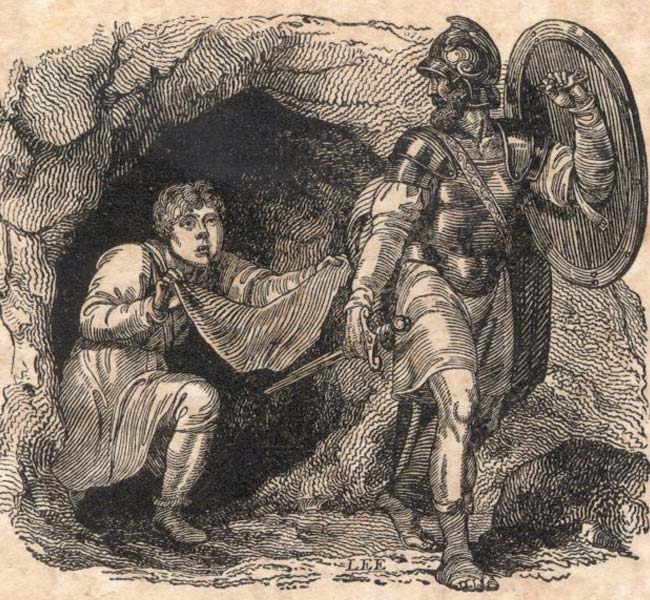 1 Samuel Images - David Showing Saul the Skirt of His Robe