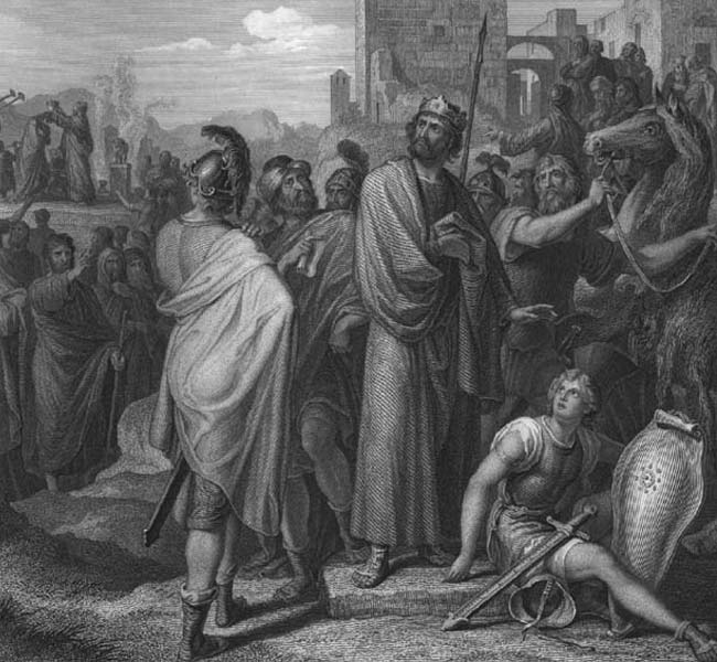 2 Chronicles Images - Rehoboam and Jeroboam (engraving)