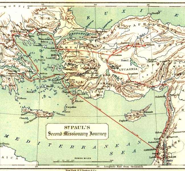 Acts Images - Paul's Second Missionary Journey (140K map)