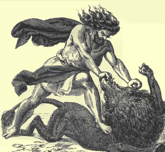 Judges Images - Samson Killing the Lion (engraving)