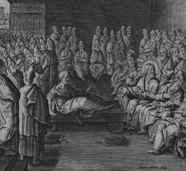 Luke Images - Man With Palsy Healed (engraving)