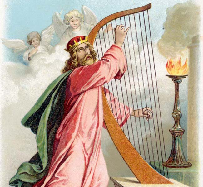 Psalms Images - David Praising God on the Harp