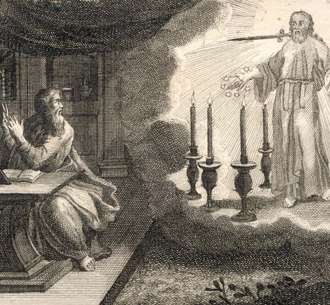 Revelation Images - Jesus, Seven Candlesticks, and the Twoedged Sword